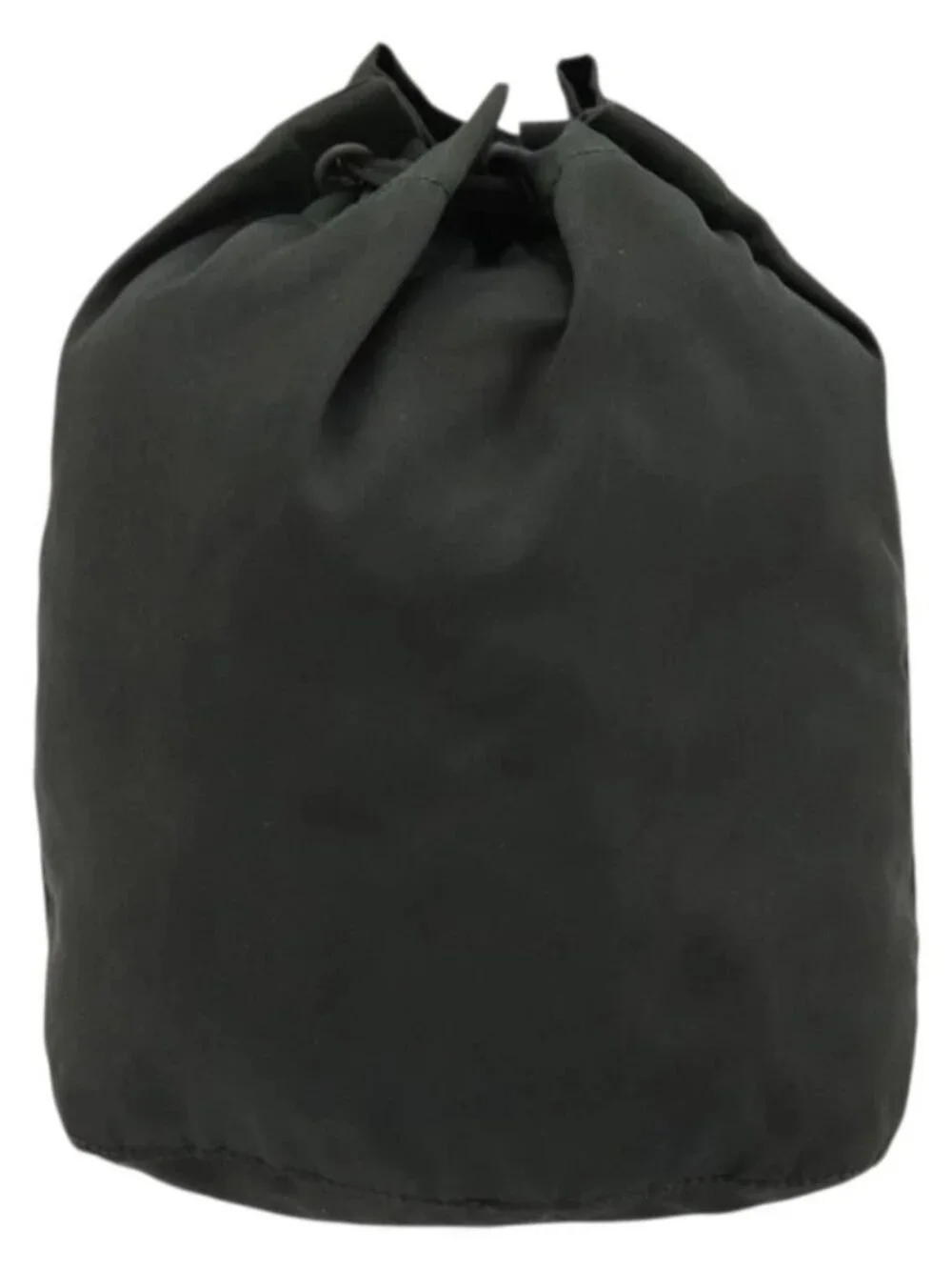 PRADA Drawstring Pouch Nylon Khaki Silver Auth bs34644